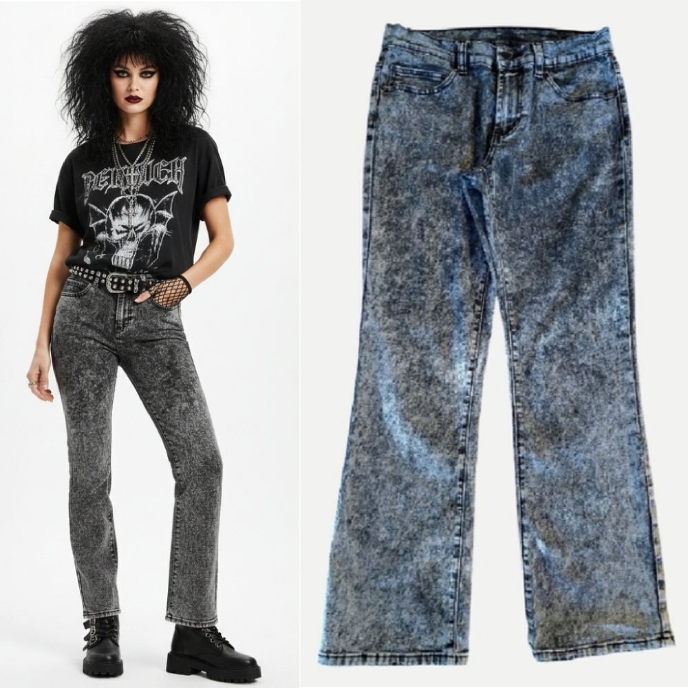 VTG 80s 90s DG2 Black Acid Wash‎ Bootcut Denim Jeans SZ 10P Midwaist
